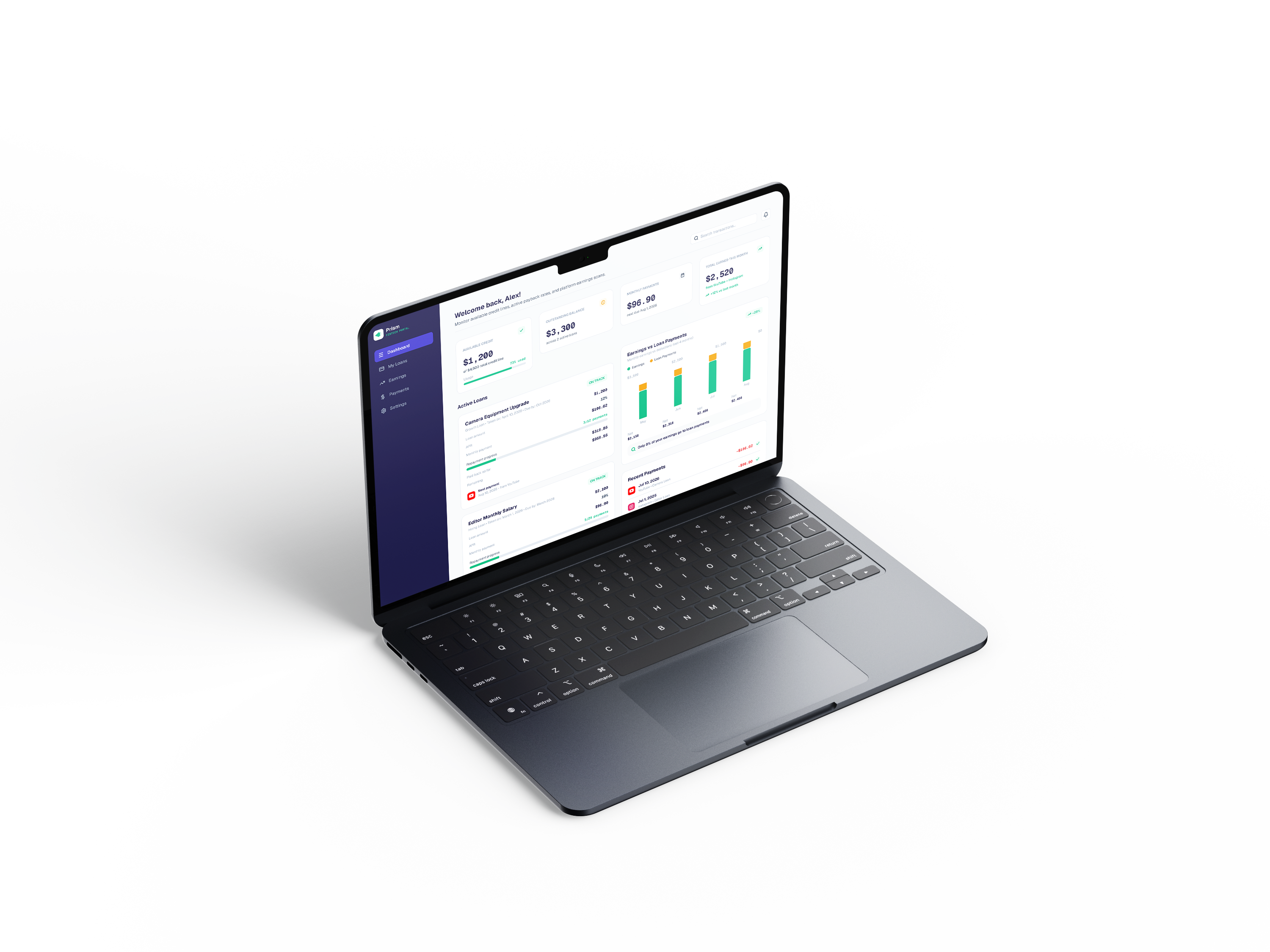Prism Web App screens